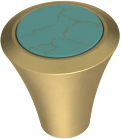 Liberty 1-1/8" Knob Brushed Brass With Agate Turquoise