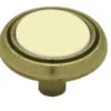 Liberty 1-1/4" Ceramic Knob Almond And Antique Brass