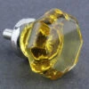 1-3/8" Octagon Cut Glass Knob Amber With Chrome