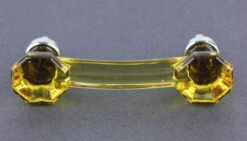 3" Octagon Glass Pull Amber With Chrome