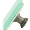 1-1/2" Handcrafted Glass Knob Aqua With Antique Brass