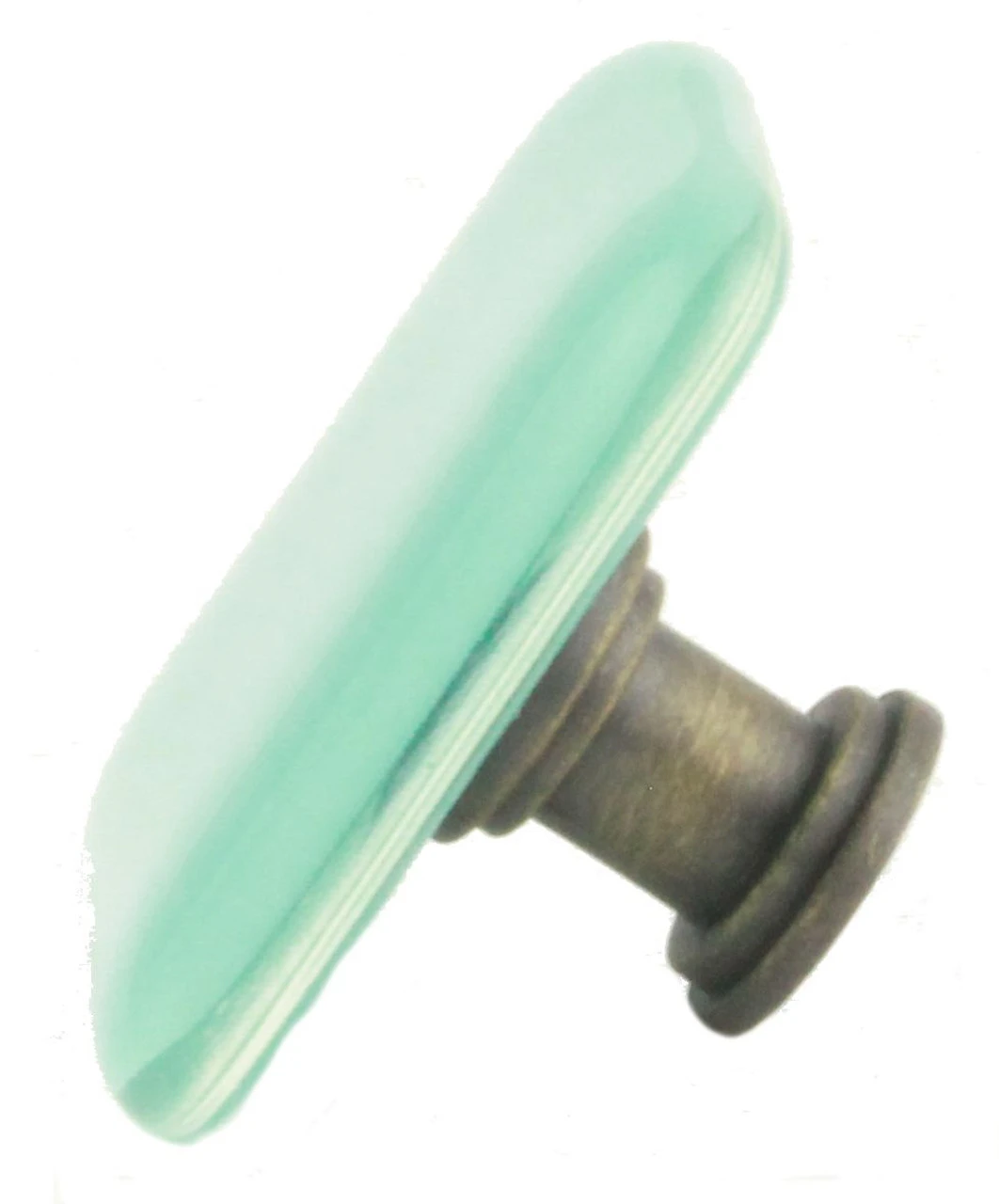 1-1/2" Handcrafted Glass Knob Aqua With Antique Brass 1 1-1/2" Handcrafted Glass Knob Aqua With Antique Brass
