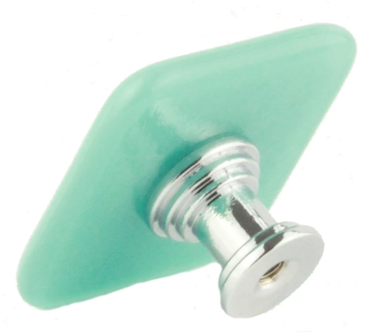 1-1/2" Handcrafted Glass Knob Aqua With Chrome 4 1-1/2" Handcrafted Glass Knob Aqua With Chrome - Image 4