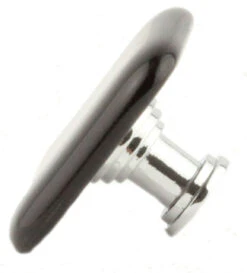 1-1/2" Handcrafted Glass Knob Black With Chrome