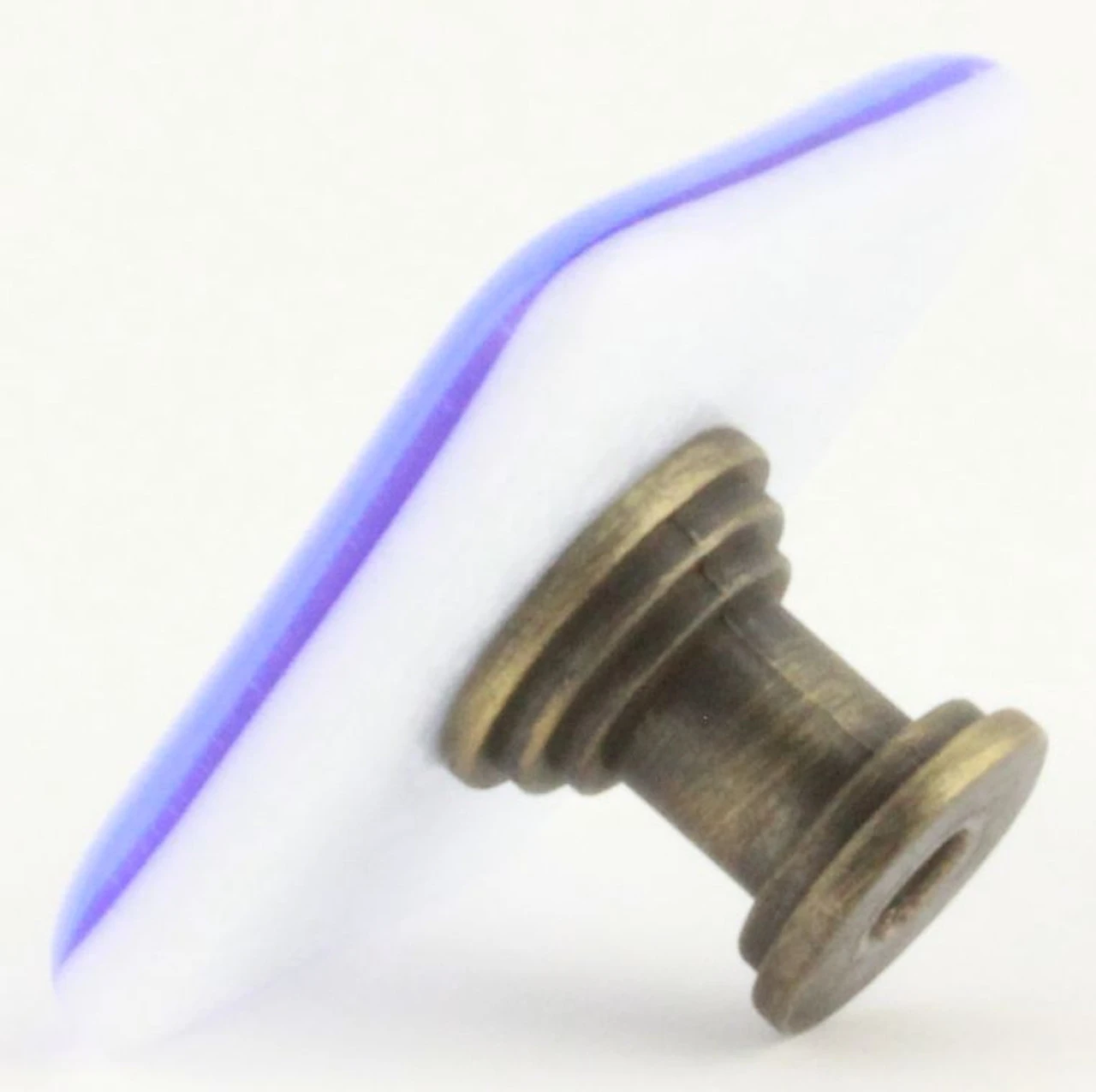 1-1/2" Handcrafted Glass Knob Light Blue With Antique Brass 2 1-1/2" Handcrafted Glass Knob Light Blue With Antique Brass - Image 2