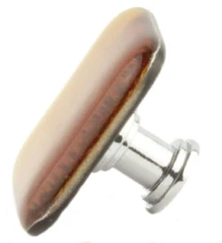 (6-Pack) 1-1/2" Handcrafted Glass Knob Mirrored Amber And Chrome