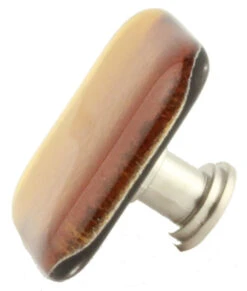 1-1/2" Handcrafted Glass Knob Mirrored Amber With Satin Nickel