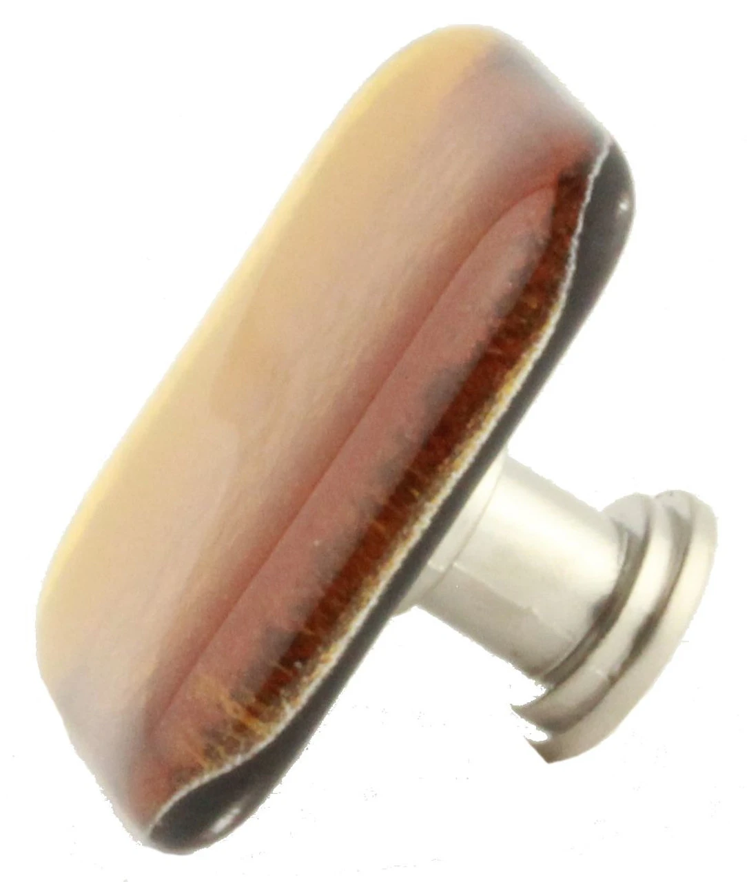 1-1/2" Handcrafted Glass Knob Mirrored Amber With Satin Nickel 1 1-1/2" Handcrafted Glass Knob Mirrored Amber With Satin Nickel