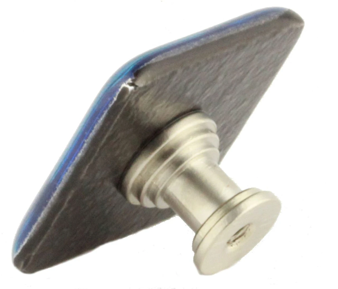 1-1/2" Handcrafted Glass Knob Mirrored Blue With Satin Nickel 2 1-1/2" Handcrafted Glass Knob Mirrored Blue With Satin Nickel - Image 2