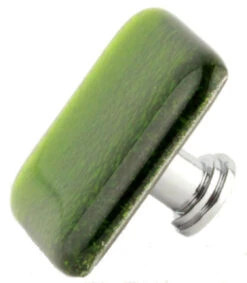 1-1/2" Handcrafted Glass Knob Mirrored Green With Chrome