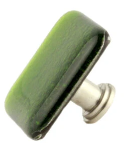 1-1/2" Handcrafted Glass Knob Mirrored Green With Satin Nickel