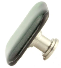 1-1/2" Handcrafted Glass Knob Mirrored Sea Green With Satin Nickel