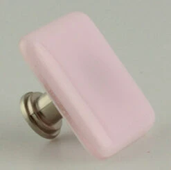 1-1/2" Handcrafted Glass Knob Pink With Satin Nickel