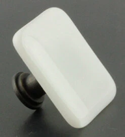 (7-Pack) 1-1/2" Handcrafted Glass Knob White With Black