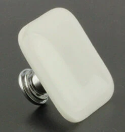 1-1/2" Handcrafted Glass Knob White With Chrome
