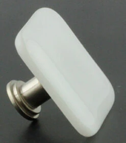 1-1/2" Handcrafted Glass Knob White With Satin Nickel
