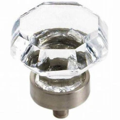 Amerock 1-1/4" Glass Octagon Knob Clear And Satin Nickel