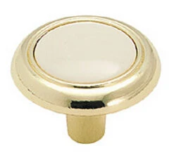 Amerock 1-1/4" Knob Polished Brass With Almond Plastic Insert