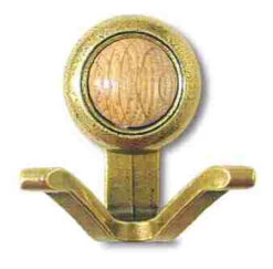 Amerock Coat Hook - Antique Brass W/ Oak Center AM-BP76262-OB