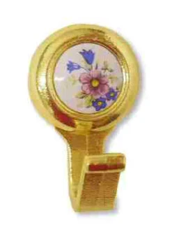 Amerock Coat Hook Bright Brass W/ Ceramic Flower Center AM-BP76260-FW3