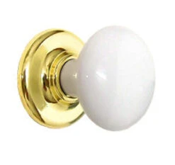 Amerock 1-3/8" Ensembles Porcelain Knob White With Bright Brass