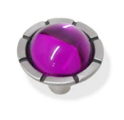 Liberty 1-1/4" Glass Lilly Knob Amethyst And Brushed Satin Pewter