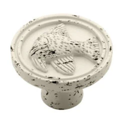 Liberty 1-3/8" SeaSide Cottage Angelfish Knob Vintage Antique White