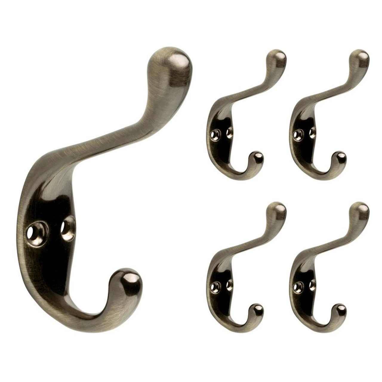 Liberty Antique Brass Coat Hooks - 3 3/4" (5 Pack) 1 Liberty Antique Brass Coat Hooks - 3 3/4" (5 Pack)