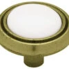 Liberty 1-3/16" Elegant Knob Antique Brass With White Ceramic