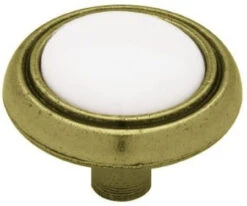 Liberty 1-3/16" Elegant Knob Antique Brass With White Ceramic