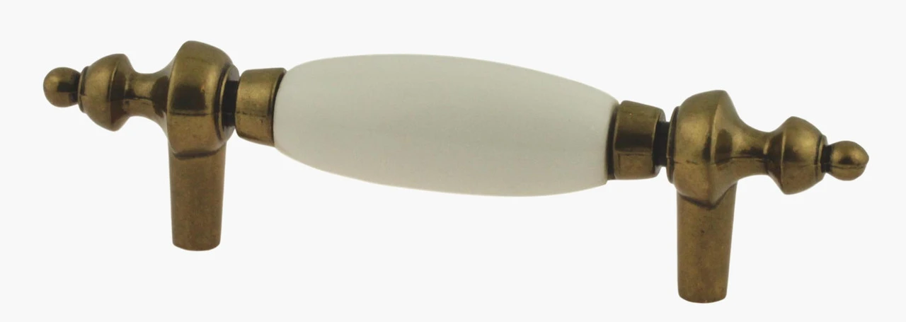 Liberty 3" White Ceramic Insert Pull Antique Brass 1 Liberty 3" White Ceramic Insert Pull Antique Brass