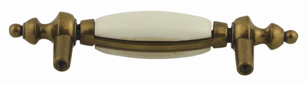 Liberty 3" White Ceramic Insert Pull Antique Brass 2 Liberty 3" White Ceramic Insert Pull Antique Brass - Image 2