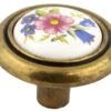 Liberty 1-1/4" Floral Ceramic Center Knob - Antique Brass