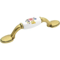 Liberty 3" White Ceramic & Flowers Pull Antique English