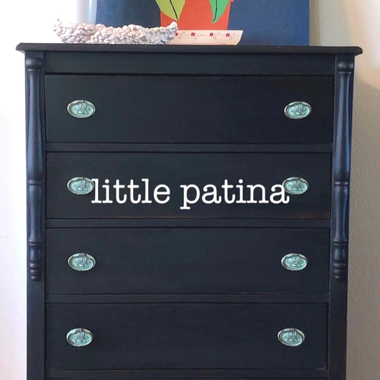 2-3/8" Oval Bail Pull With Decorative Crown Center Verdigris 5 2-3/8" Oval Bail Pull With Decorative Crown Center Verdigris - Image 5