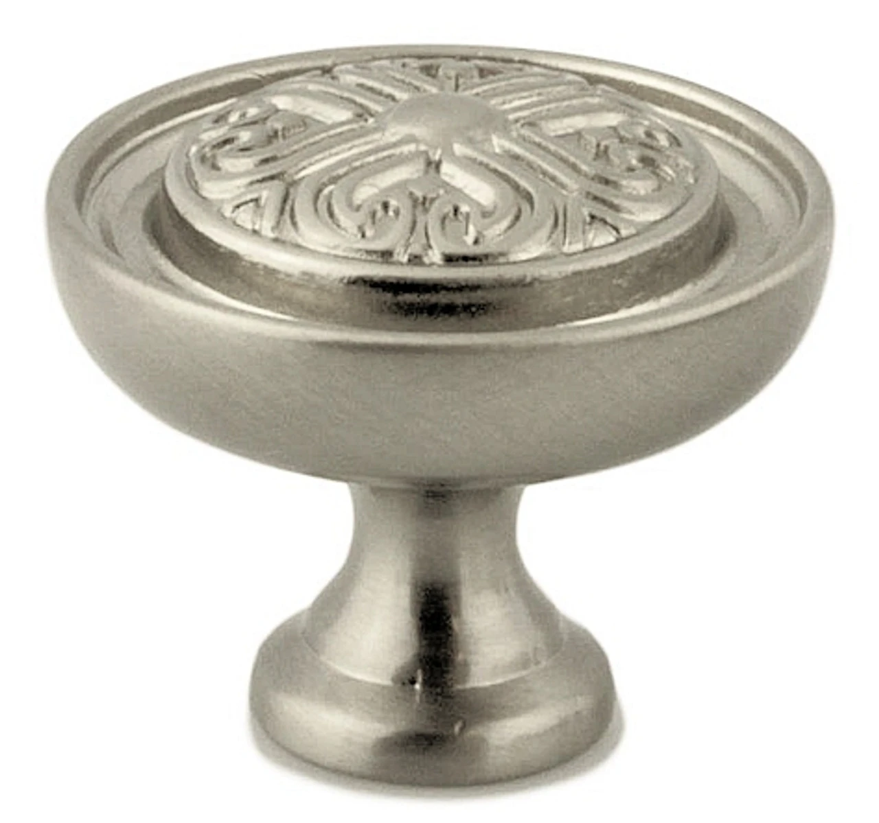 1-3/16" Baroque Scroll Work Knob Brushed Satin Nickel 1 1-3/16" Baroque Scroll Work Knob Brushed Satin Nickel