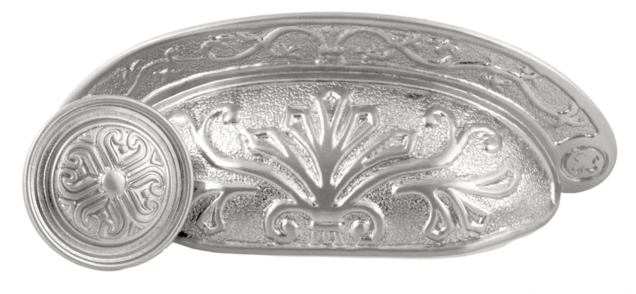 1-3/16" Baroque Scroll Work Knob Brushed Satin Nickel 3 1-3/16" Baroque Scroll Work Knob Brushed Satin Nickel - Image 3