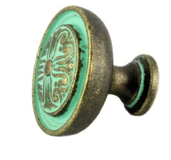 1-3/16" Baroque Scroll Work Design Knob Verdigris