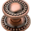Liberty 1-1/4" Beaded Knob With Backplate Satin Red Antique Copper
