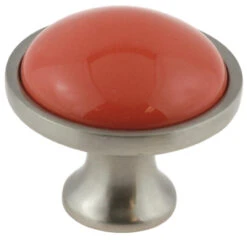 Liberty 1-3/8" Betsy Fields Knob Satin Nickel With Red Earth Terra Cotta Ceramic Insert