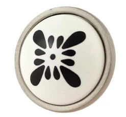 Liberty 1-1/4" Cupboard Collection Black Petal Design Knob Satin Nickel
