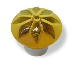 Liberty 1-3/8" Glass Flower Knob Amber With Satin Nickel