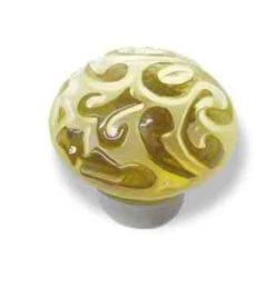 Liberty 1-3/8" Glass Scroll Knob Butter Yellow