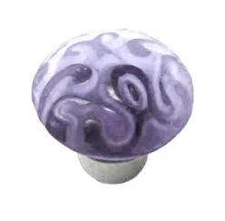 Liberty 1-3/8" Glass Scroll Knob Frosted Plum