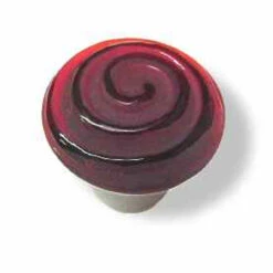 Liberty 1-3/8" Glass Swirl Knob Red With Satin Nickel