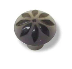 Liberty 1-3/8" Glass Flower Knob Smoke With Satin Nickel