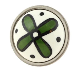 Liberty 1-3/8" Painted Flower Knob Green And Satin Nickel