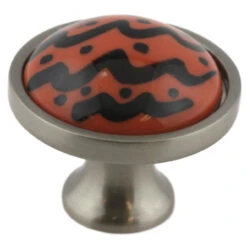 Liberty 1-1/4" Wave Knob Orange And Black With Satin Nickel