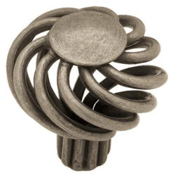 Liberty 1-3/8" Forged Iron Collection Bird Cage Flat Top Wire Knob Antique Pewter