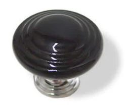 1-3/8" Disk Ceramic Knob Black With Chrome Base